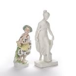 Porcelain figure of a shepherdess 19th Century Continental porcelain, blue shield mark and a