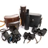 Three pairs of binoculars in original cases, to include Carl Zeiss model and a cased one drawer '