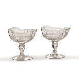 Pair of Silesian sweetmeat glasses 18th Century, circa 1740, shape inspired by rock crystal