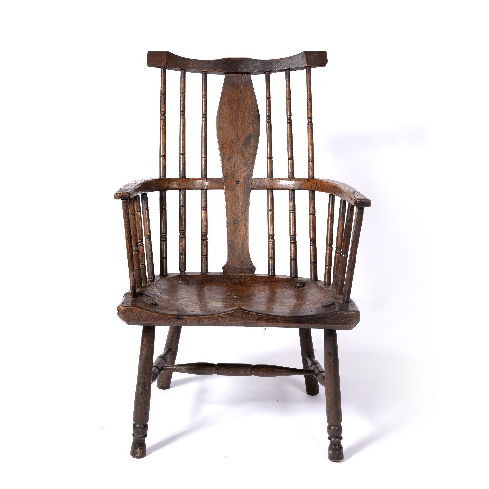 Elm and ash Windsor chair 18th Century, with splat and rail back, 107cm high, 64cm wide - Image 2 of 4