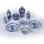 Small collection of blue and white porcelain Chinese, to include two dishes from the Nanking
