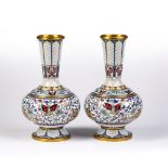 Pair of cloisonne vases Chinese, each decorated with butterflies, 26cm high