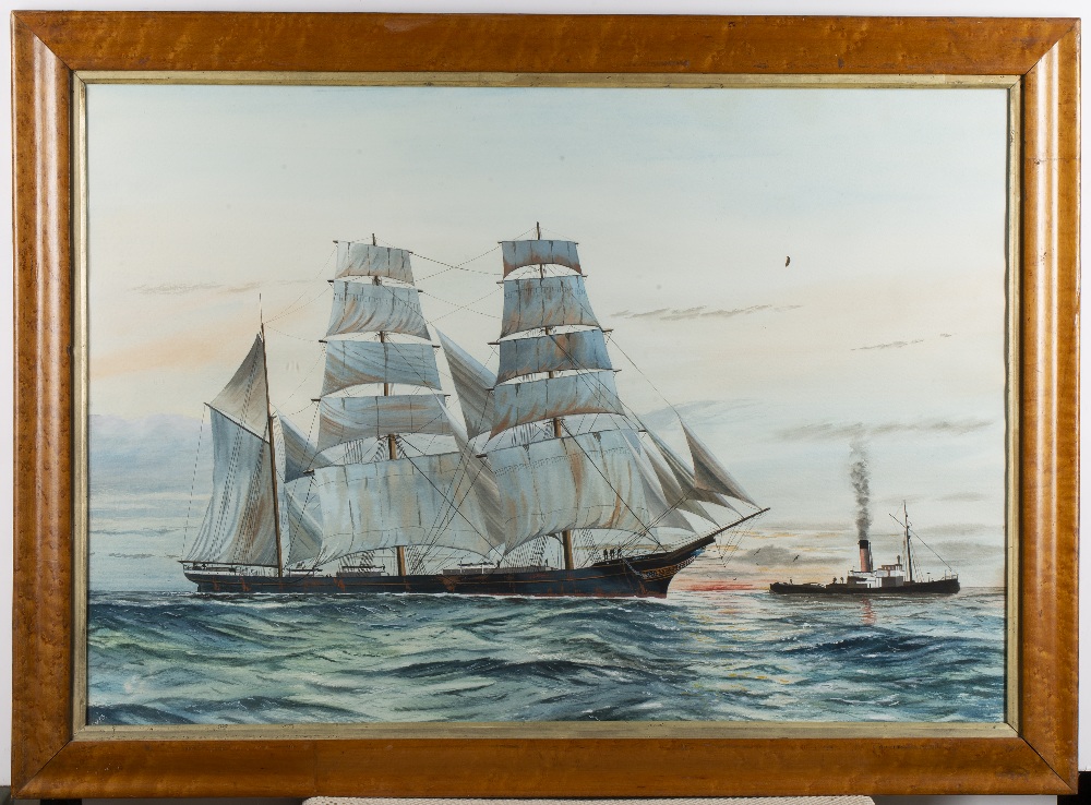 B. Bevis (20th Century English School) 'Favell, steel barque vessel' watercolour, signed lower left, - Image 2 of 4
