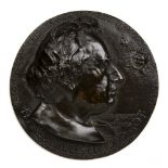 Bronze circular relief plaque depicting the portrait head of Francois Jules Edmond Got, 17.5cm