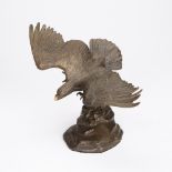 Gorham bronze American Eagle sculpture with gilt stamp 'Gorham 1994' to the base, 18cm high