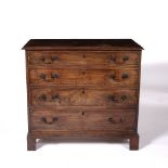 Mahogany small chest of drawers George III, with brass swan-neck handles, 88cm across, 48cm deep,