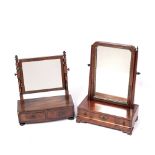 Mahogany bow front dressing table mirror 19th Century, 36cm across and a walnut dressing table