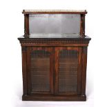 Rosewood chiffonier Regency, with gilt metal rail to the raised back, marble top and panel doors