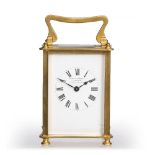 French brass carriage timepiece retailed by Mappin and Webb, 10cm high
