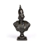 Neo-classical bronze bust of Minerva Italian, the figure set on a plinth base, 20cm high