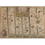 Pair of Antiquarian road maps 'London to Aberistwith' (sic) engraved by John Ogilby with later