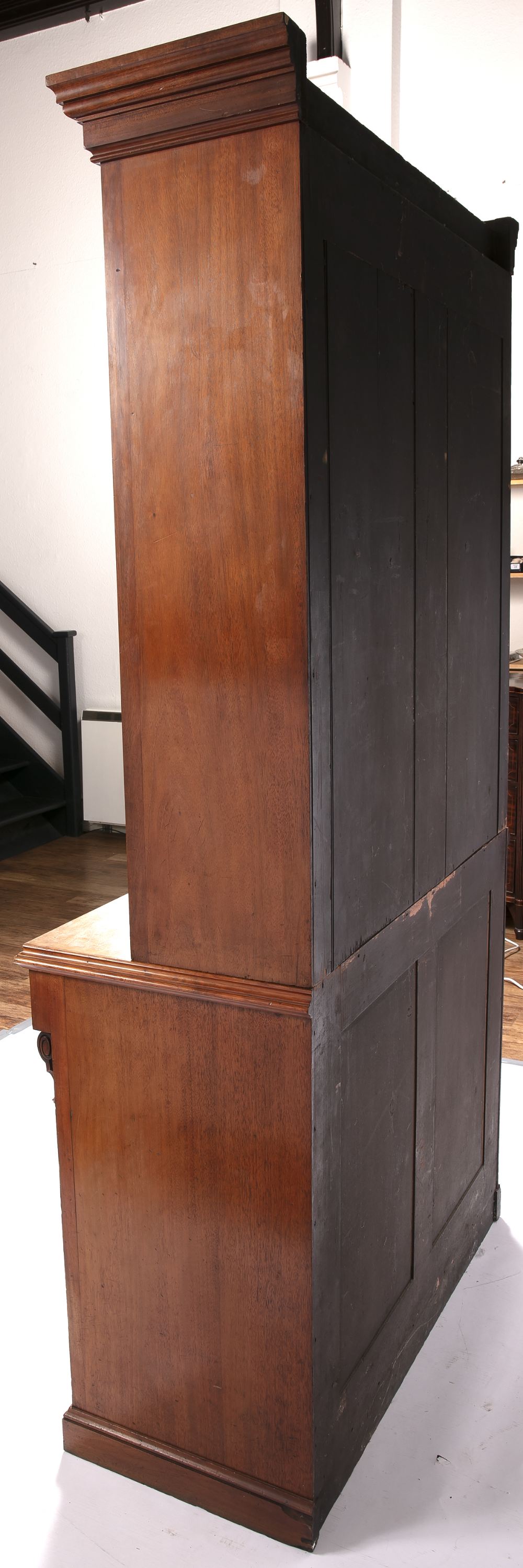 Mahogany glazed bookcase Victorian, with a glazed top section above two fielded panelled doors, - Image 5 of 6