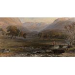George Arthur Fripp (1813-1896) 'River valley in the Highlands' watercolour, signed and dated 1861
