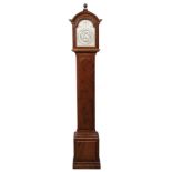 English yew-wood 8 day longcase clock with Franklin style dial by Geoffrey Bell, silvered dial