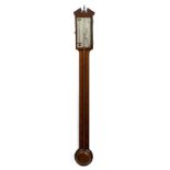 Saltery Vechio & Co stick barometer in walnut case with inlaid decoration, the silvered dial