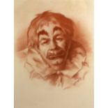 F Pirard Study of the head of a clown, red chalk, 40cm x 30cm
