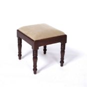 Mahogany square stool 19th Century, with upholstered top, 39cm square, 36cm high