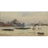 Hubert James Medlycott (1841-1920) 'View of Battersea Bridge, London' watercolour, signed lower