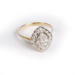 9ct gold and diamond cluster ring size T/U, 2.g approx overall