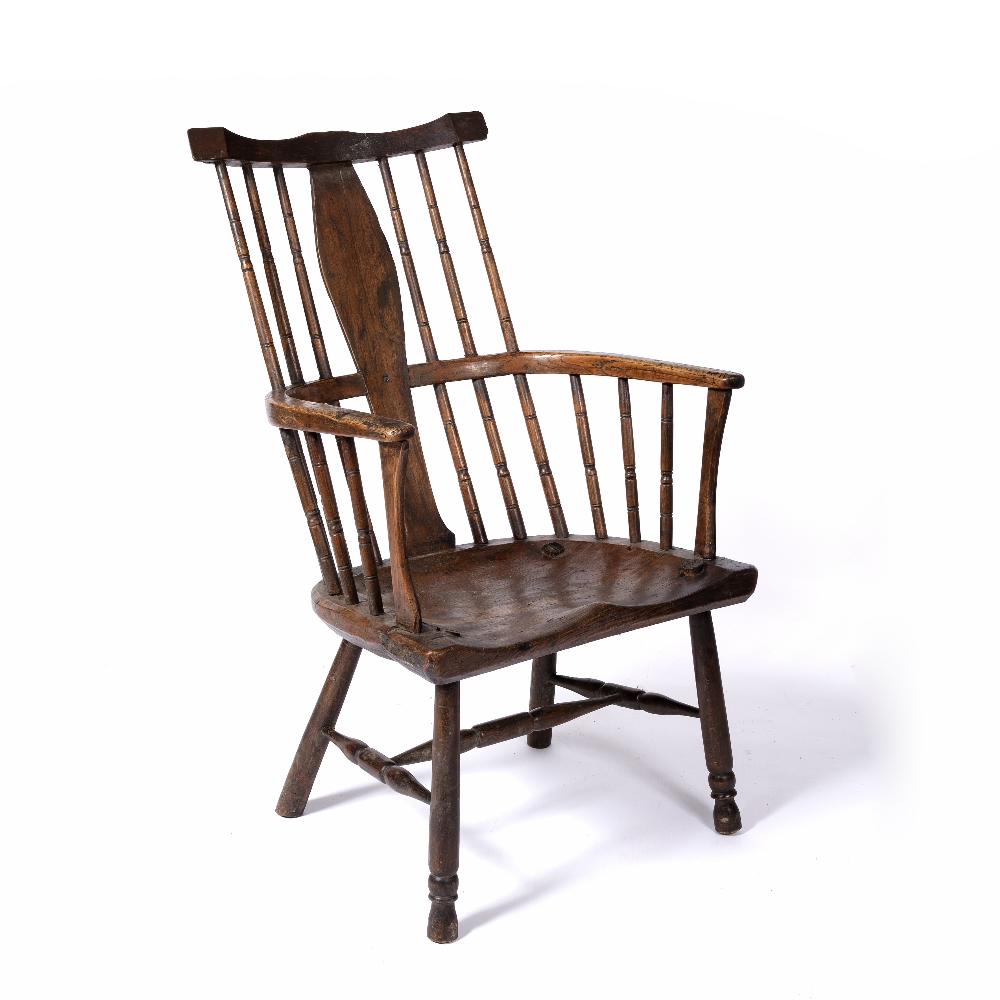 Elm and ash Windsor chair 18th Century, with splat and rail back, 107cm high, 64cm wide - Image 3 of 4