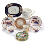 Collection of ceramics to include: Sunderland lustre tankard, Coalport style cup and saucer,