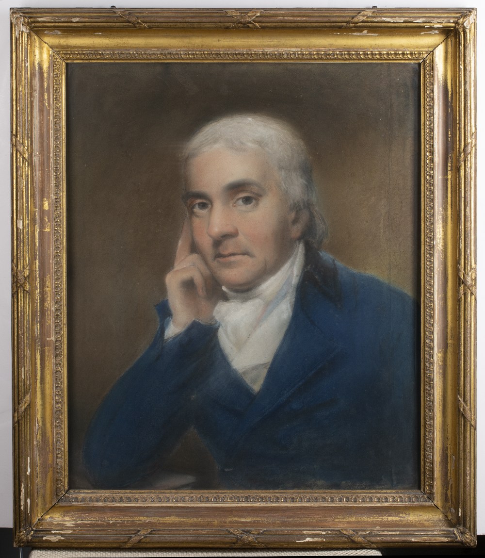 18th Century English School Portrait of Samuel Foote (1720-1777), pastel, the sitter with a raised - Image 2 of 3