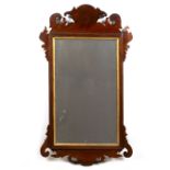 Mahogany fret framed mirror George III, 78cm x 45cm