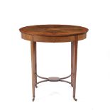 Oval mahogany and satinwood occasional table Edwardian, 74cm x 47cm x 77cm