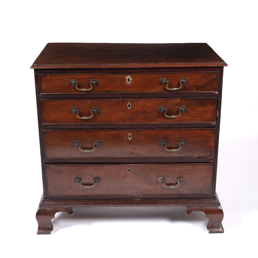 Mahogany chest of drawers George III, with four graduated drawers on bracket feet, 83cm x 82cm x