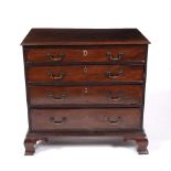 Mahogany chest of drawers George III, with four graduated drawers on bracket feet, 83cm x 82cm x