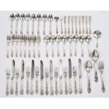 American Wallace Sterling silver part canteen of cutlery consisting of: eight butter knives, eight