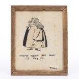 Carl Giles (1916-1995) Original cartoon, pen, ink and wash depicting a bewigged judge ''These things