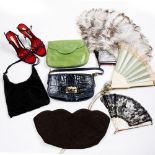 Collection of ladies fashion items to include: Prada handbag, Fendi clutch bag, pair of Christian