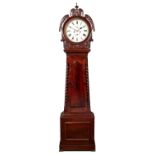 Scottish 8 day longcase clock a flame mahogany 'drumhead' case, the painted dial with Roman numerals