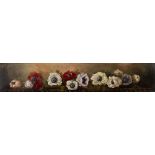 English School Study of poppies, oil on canvas, 16cm x 85cm