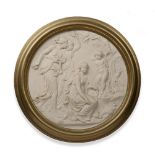 Resin classical style roundel with gilt frame, 61cm overall