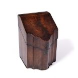 George III cutlery or knife box mahogany, with fitted interior and cross banded decoration, 24cm x