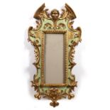 Rococo style frame Italian, early 20th Century with green and gold painted decoration, 67cm x