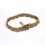 Yellow metal bracelet stamped '14K' with fancy textured links, 18.5cm long approx, 17g approx