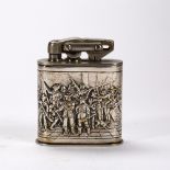 Karl Wieden silver plated table lighter German, early 20th Century with Cavalier figures around