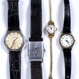 Four vintage gentleman's wristwatches to include: Ingersoll wristwatch, Avia 9ct gold cased