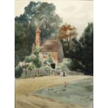 B Houghton after W Ball Brockenhurst, New Forest, watercolour, signed, 27.5cm x 20cm, a Victorian