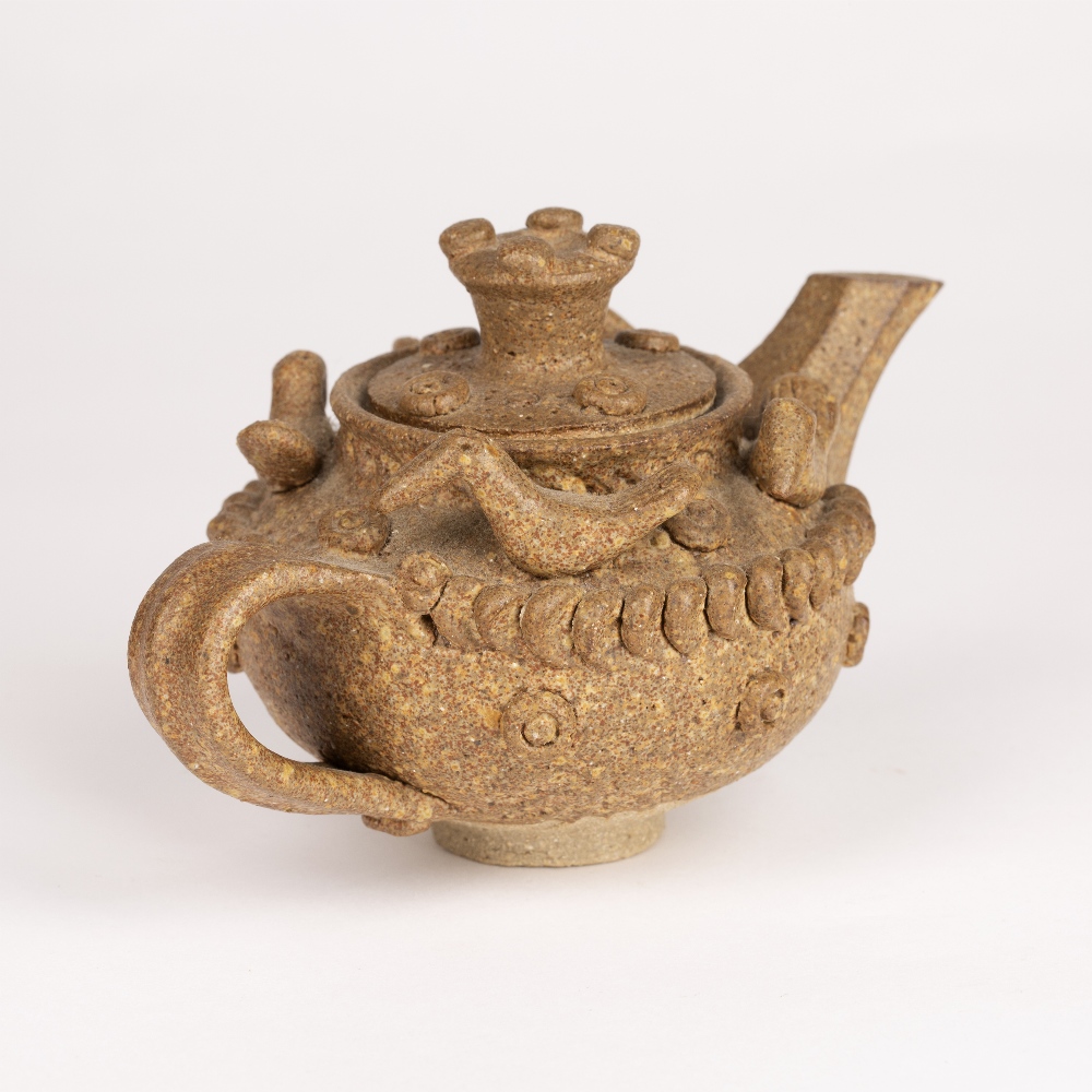 Ian Godfrey (1942-1992) Small studio pottery stoneware teapot, decorated with birds, unsigned, 9cm - Image 5 of 7