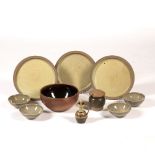 Ray Finch (1914-2012) for Winchcombe Pottery set of four celadon glazed bowls, with impressed seal