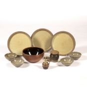Ray Finch (1914-2012) for Winchcombe Pottery set of four celadon glazed bowls, with impressed seal