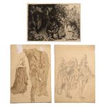 20th Century (Continental School) 'Untitled Religious scene' etching, signed indistinctly lower