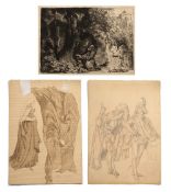 20th Century (Continental School) 'Untitled Religious scene' etching, signed indistinctly lower