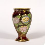 Carltonware Rouge Royale 'Lace cap Hydrangea' vase, printed script marks to base, 20cm high