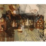 In the manner of John Piper (1903-1992) 'Untitled' lithograph, numbered 22/100, indistinctly
