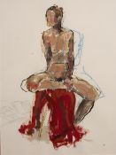 20th Century British School 'Nude female life study' watercolour and pastel, unsigned, 40cm x 30cm